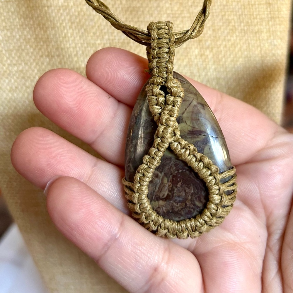 Free people Braided Necklace with Teardrop stone Pendant